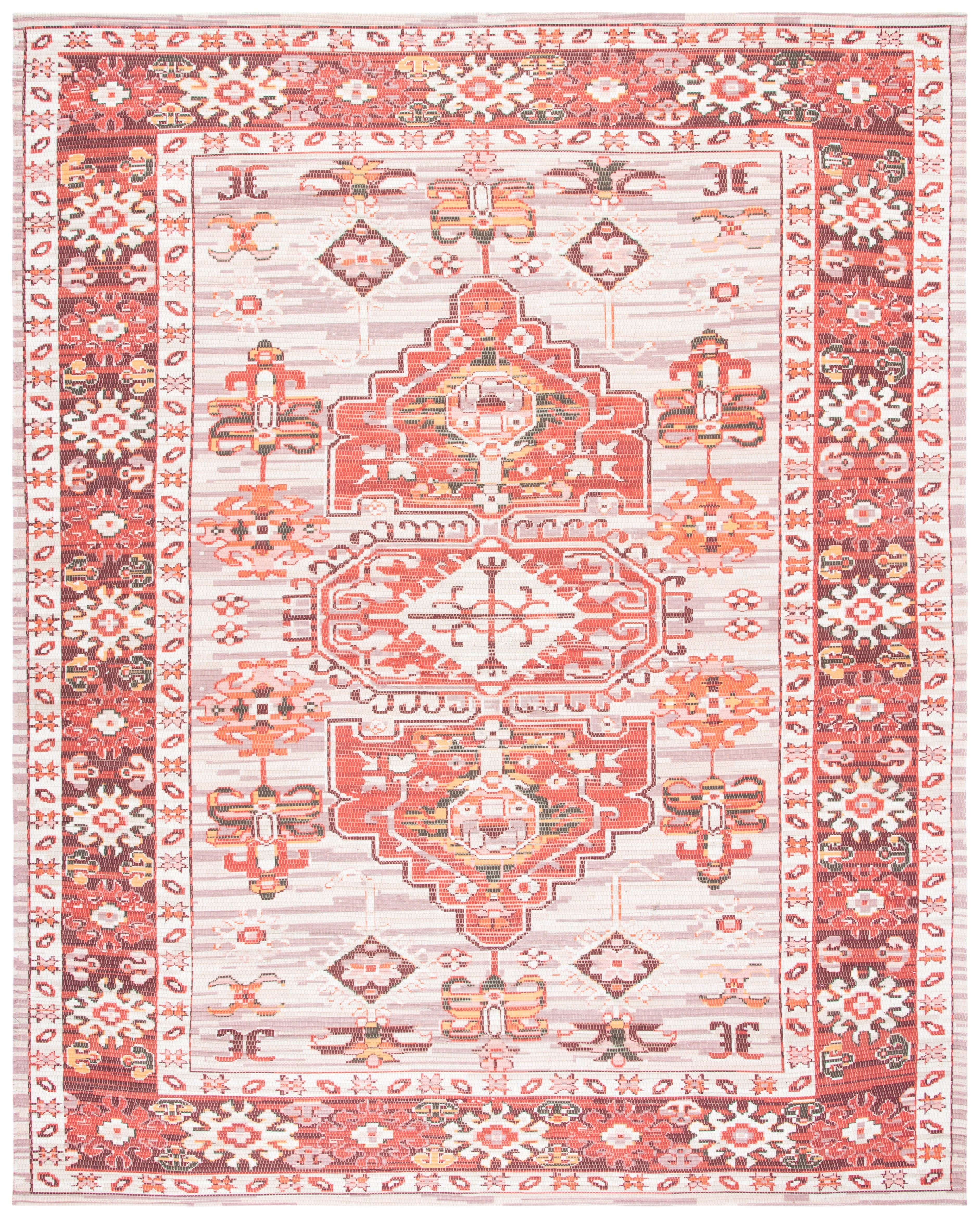 Ivory & Terracotta 8' x 10' Hand Loomed Synthetic Area Rug
