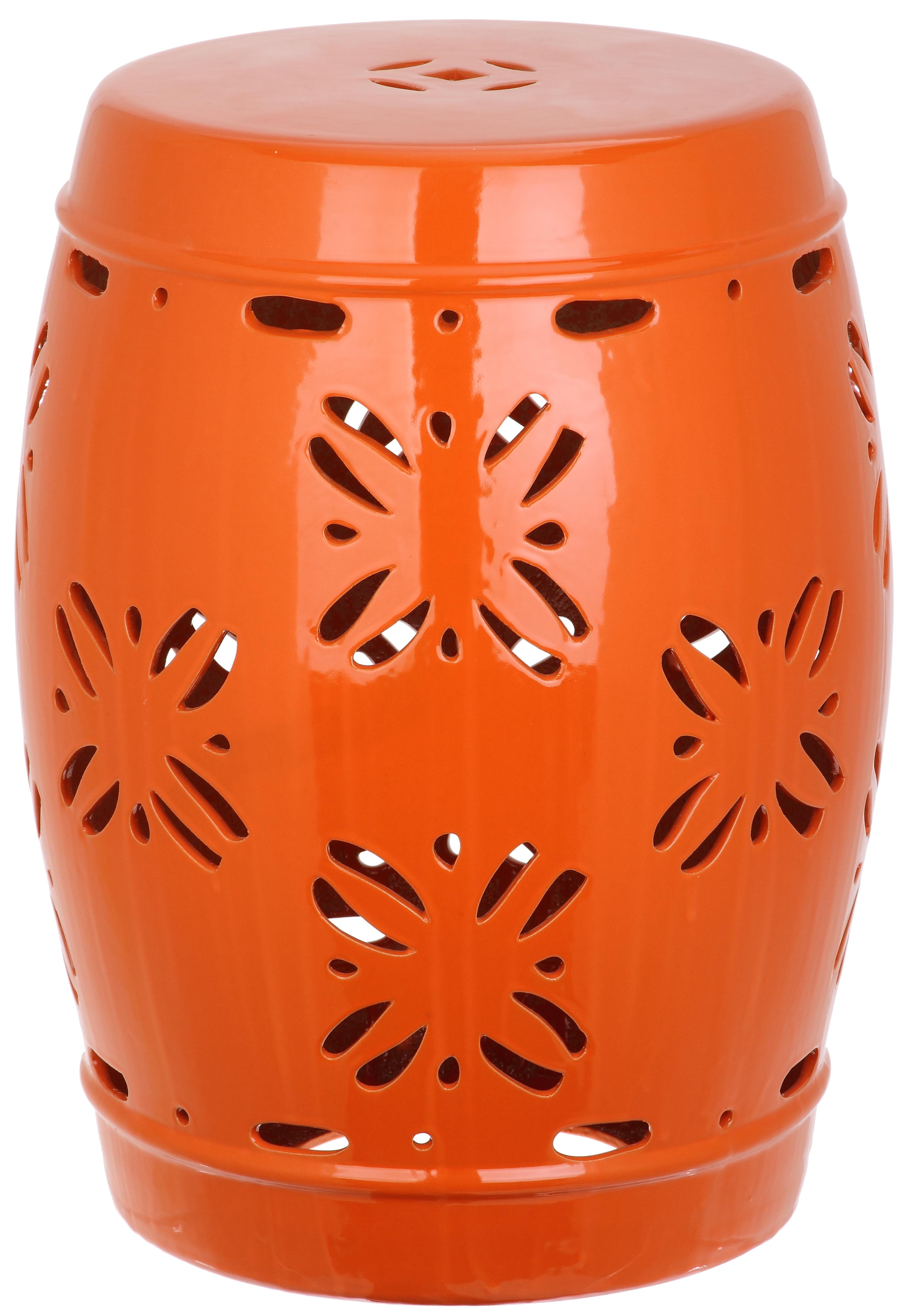 Safavieh Sakura Floral Indoor/Outdoor Garden Patio Stool, Orange