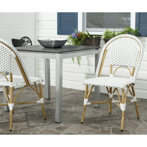 Safavieh Salcha Outdoor French Bistro Side Chair, Set of 2-White/Grey