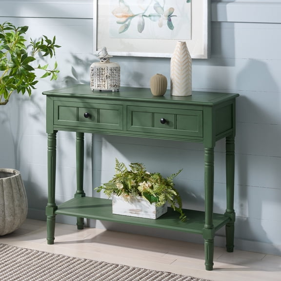 Safavieh Samantha Traditional 2 Drawer Solid Wood Console Table, Dusty Green