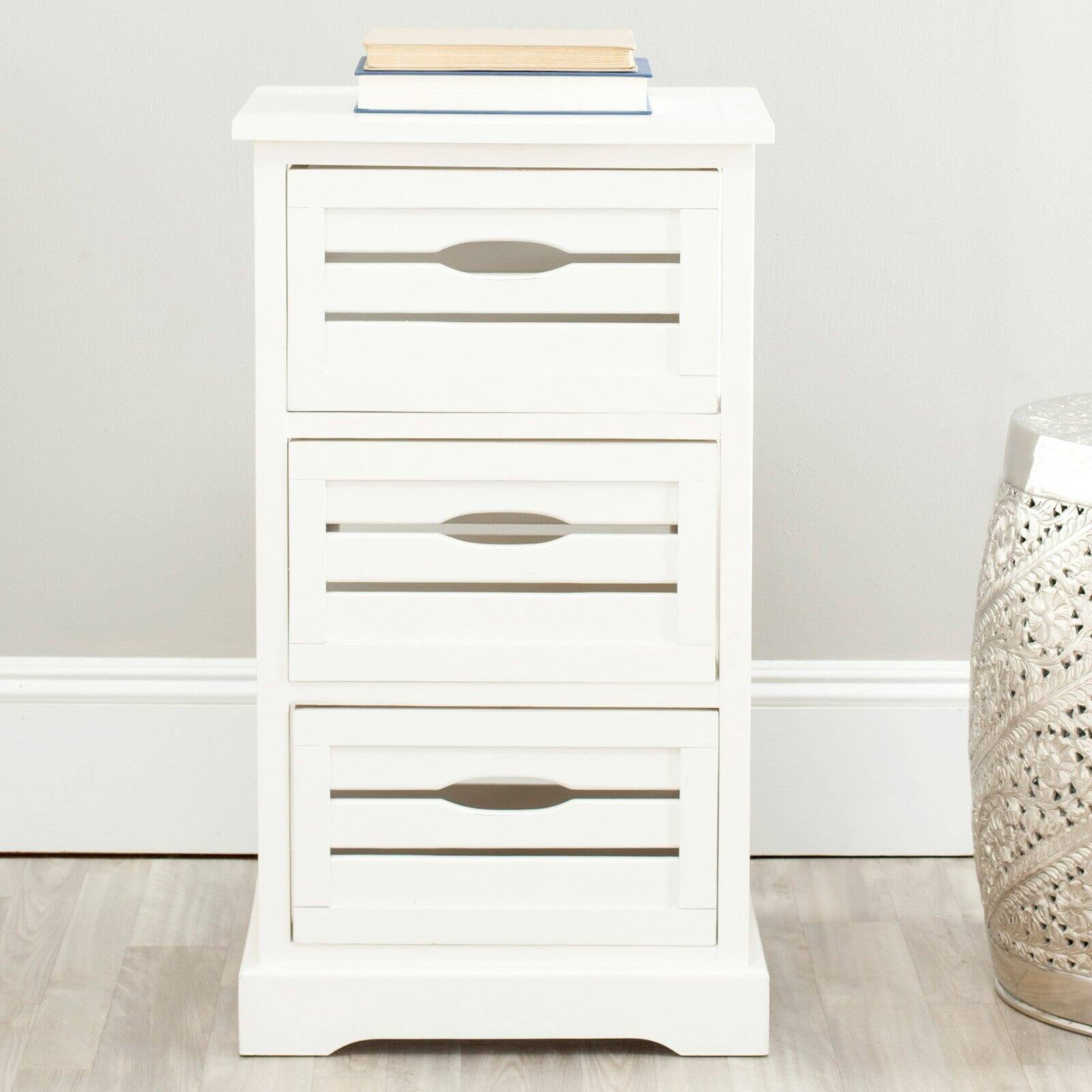 Samara Distressed Cream Pine Wood 3-Drawer Night Table