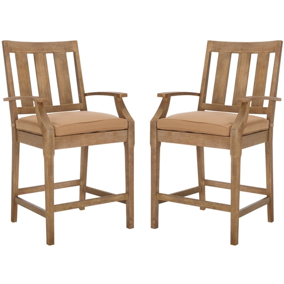 Safavieh Couture San Salvador Coastal Patio Counter Stools, Natural/Brown (Set of 2)