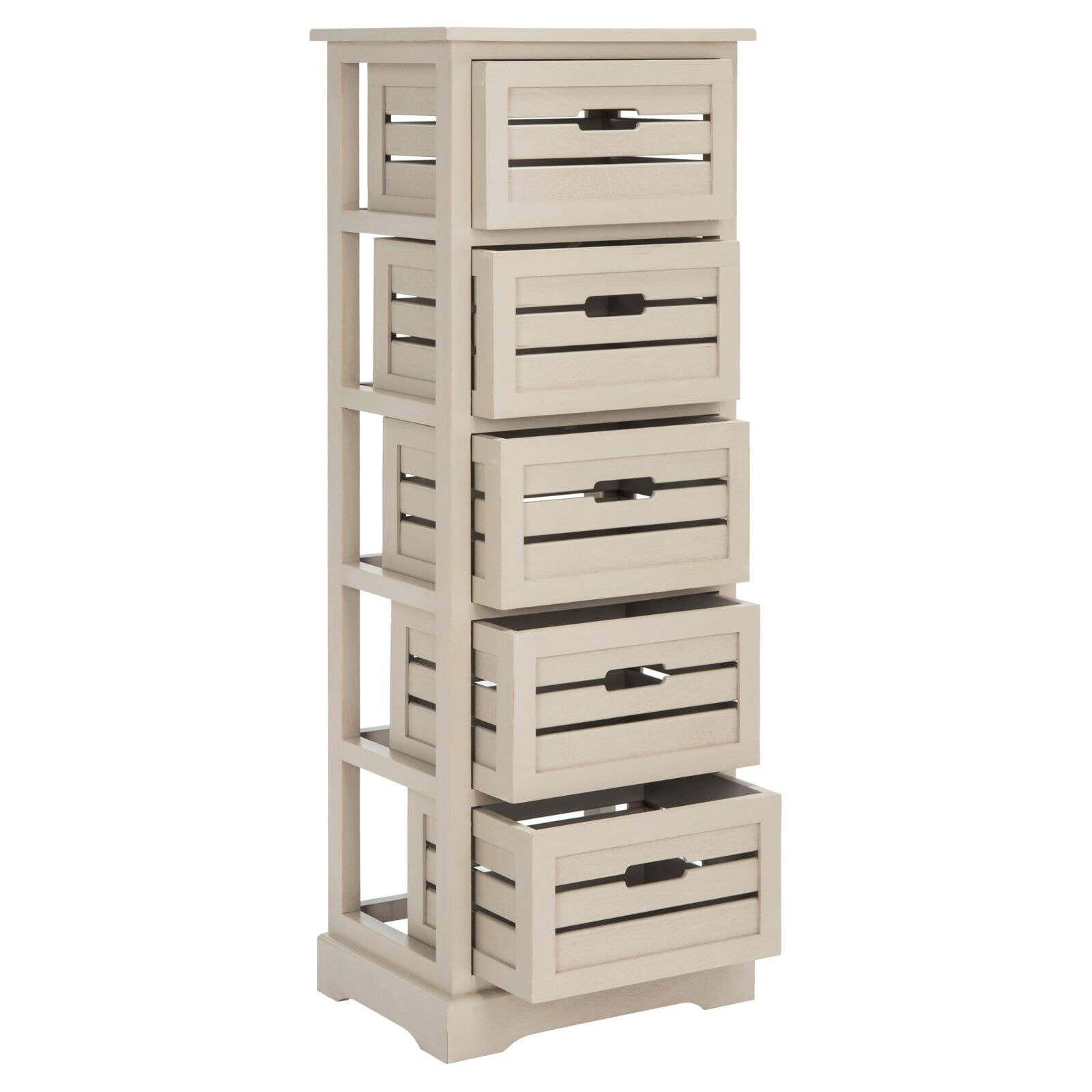 Transitional Grey Driftwood 5-Drawer Slim Cabinet