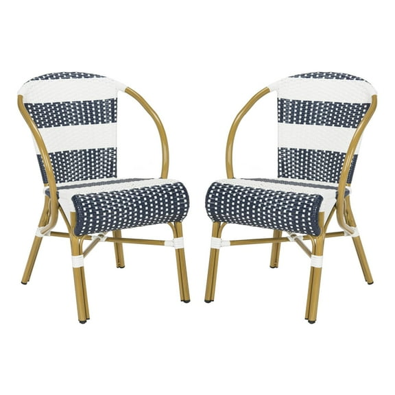 Safavieh Sarita Outdoor Striped Side Chair, Set of 2 - Navy/White