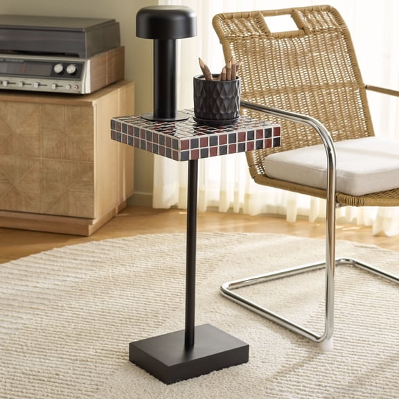 Safavieh Satomi Modern Wood End Table, Bordeaux / Black