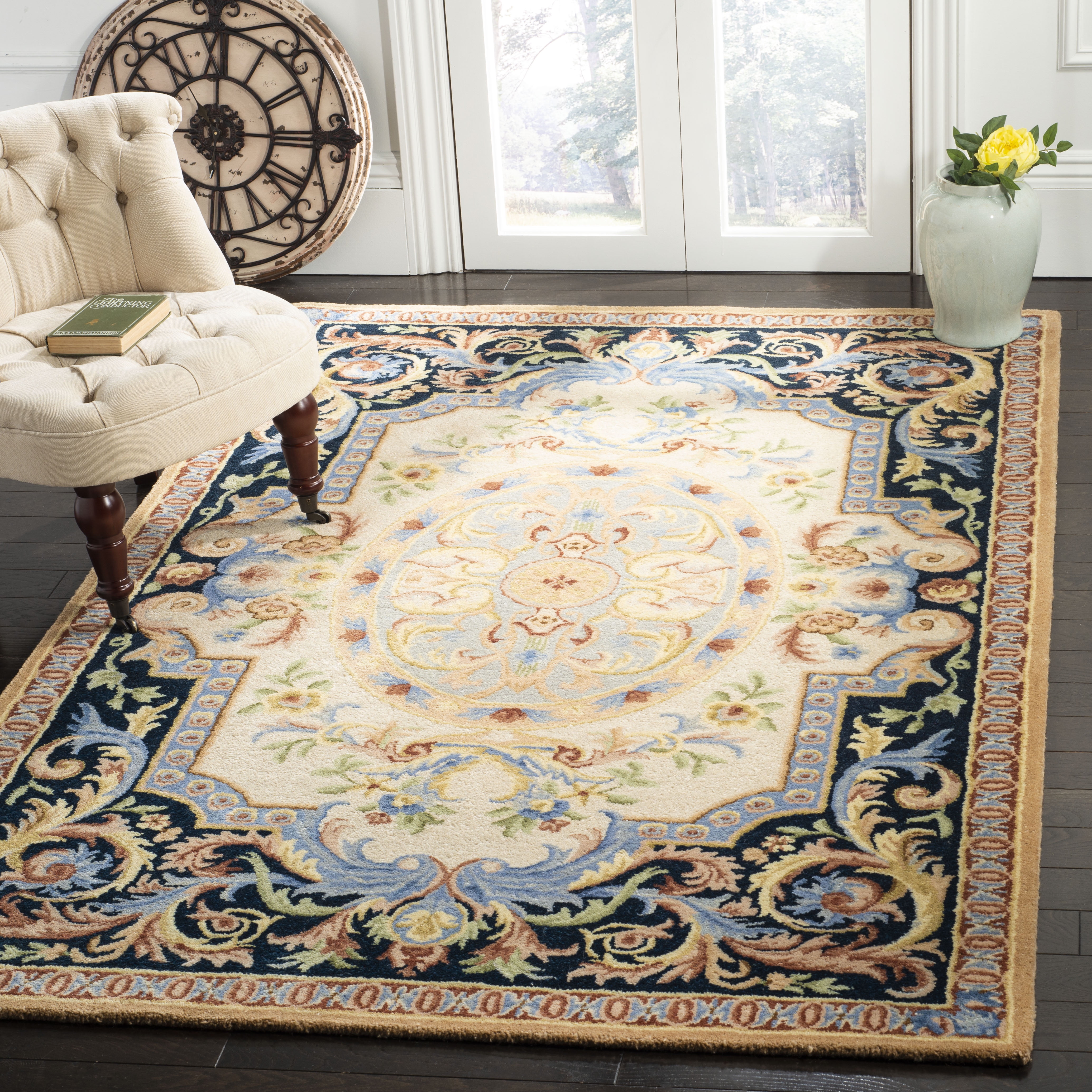 Ivory Handmade Wool Tufted 9' x 12' Rectangular Rug