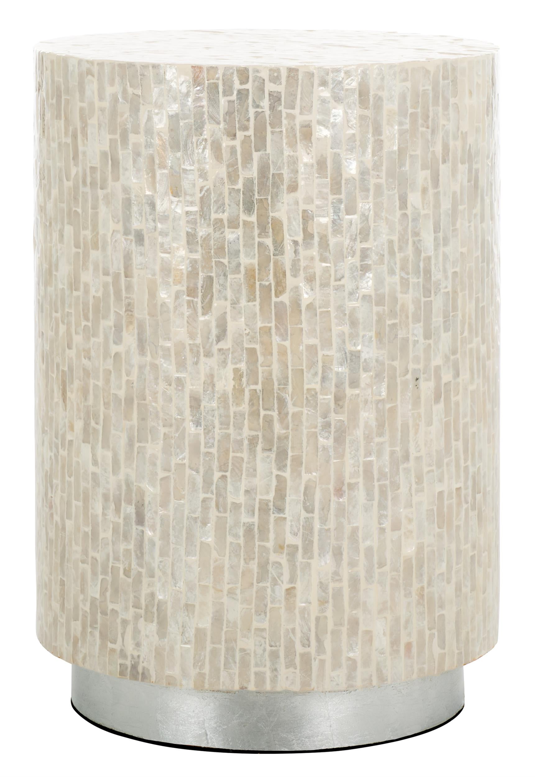 Scarlett Round Capiz Accent Table with Silver Base