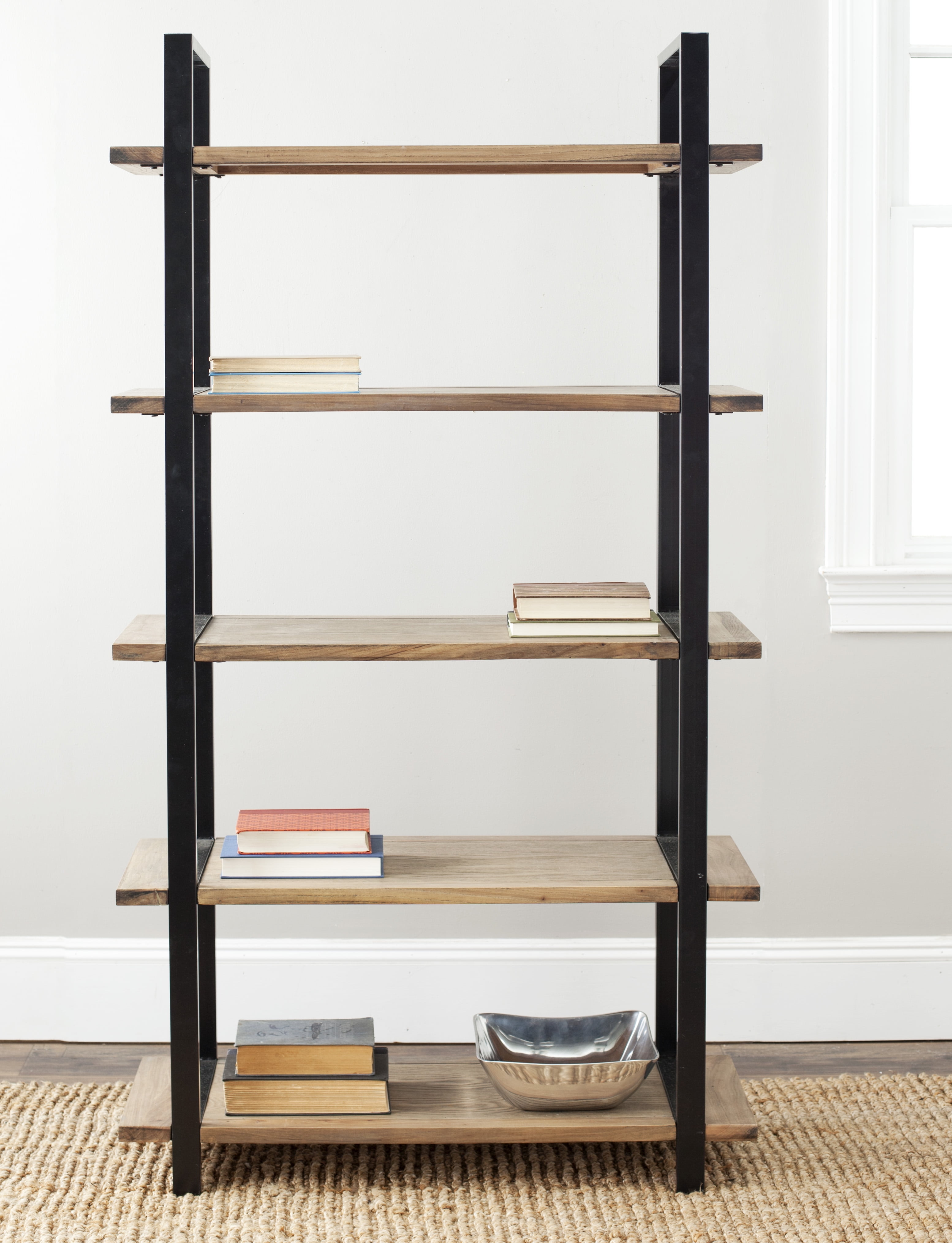 Scott Oak and Black Metal 5-Tier Etagere
