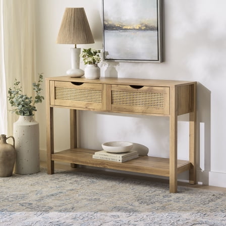 Safavieh Seeley Modern 2 Drawer Wood Console Table, Oak