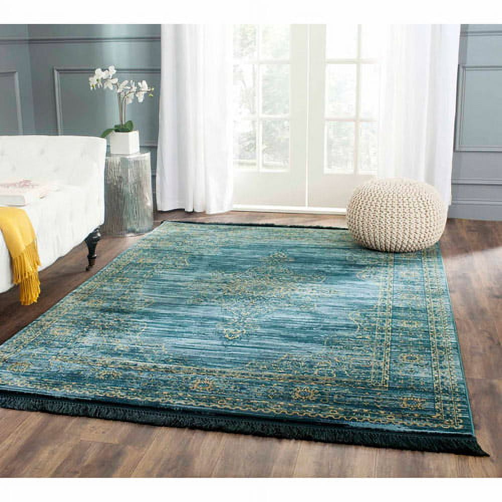 Serenity Blue and Gold 4' x 6' Synthetic Area Rug