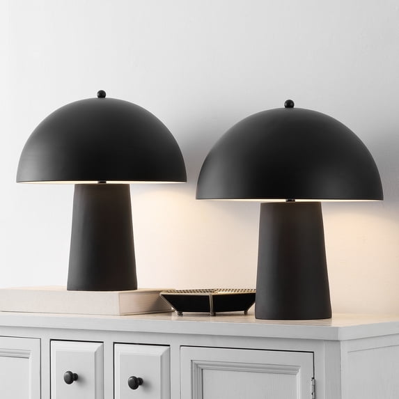 Safavieh Serra 15" Modern Resin Table Lamp, Black, Set of 2