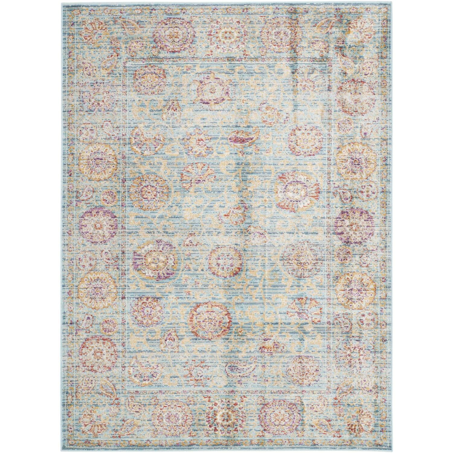 Light Blue Elegance Hand-Knotted Viscose Rectangular Area Rug