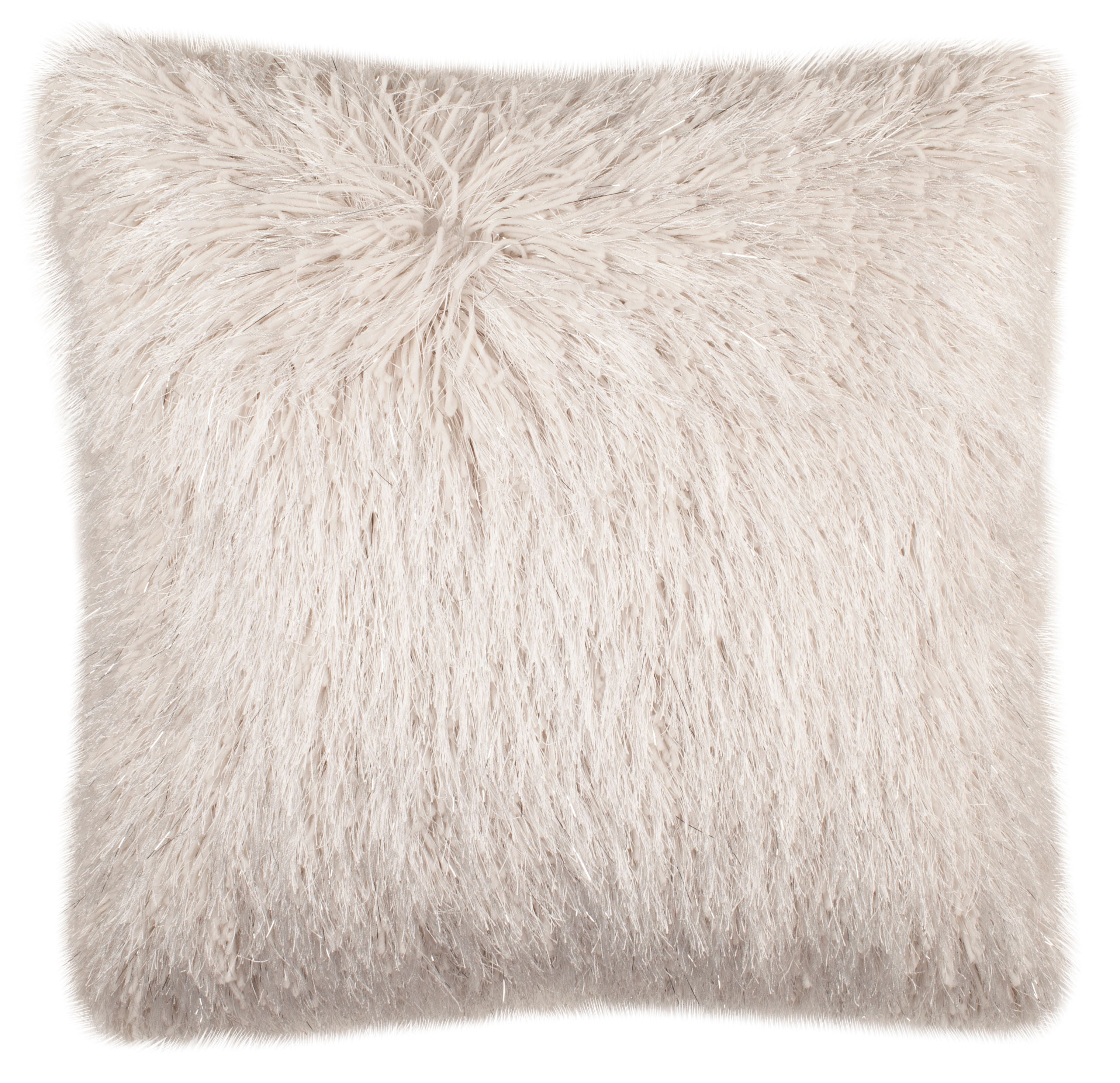 20'' Off-White Shag Plush Decorative Pillow