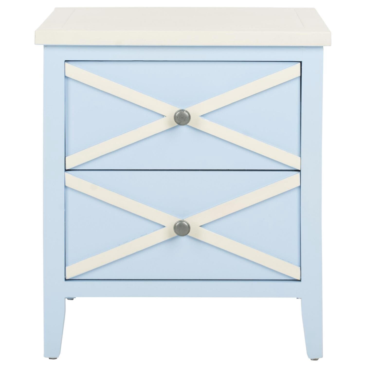 2 Row Blue Table Safavieh Sherrilyn Light Blue/ White Storage 2-drawer Side Table ...
