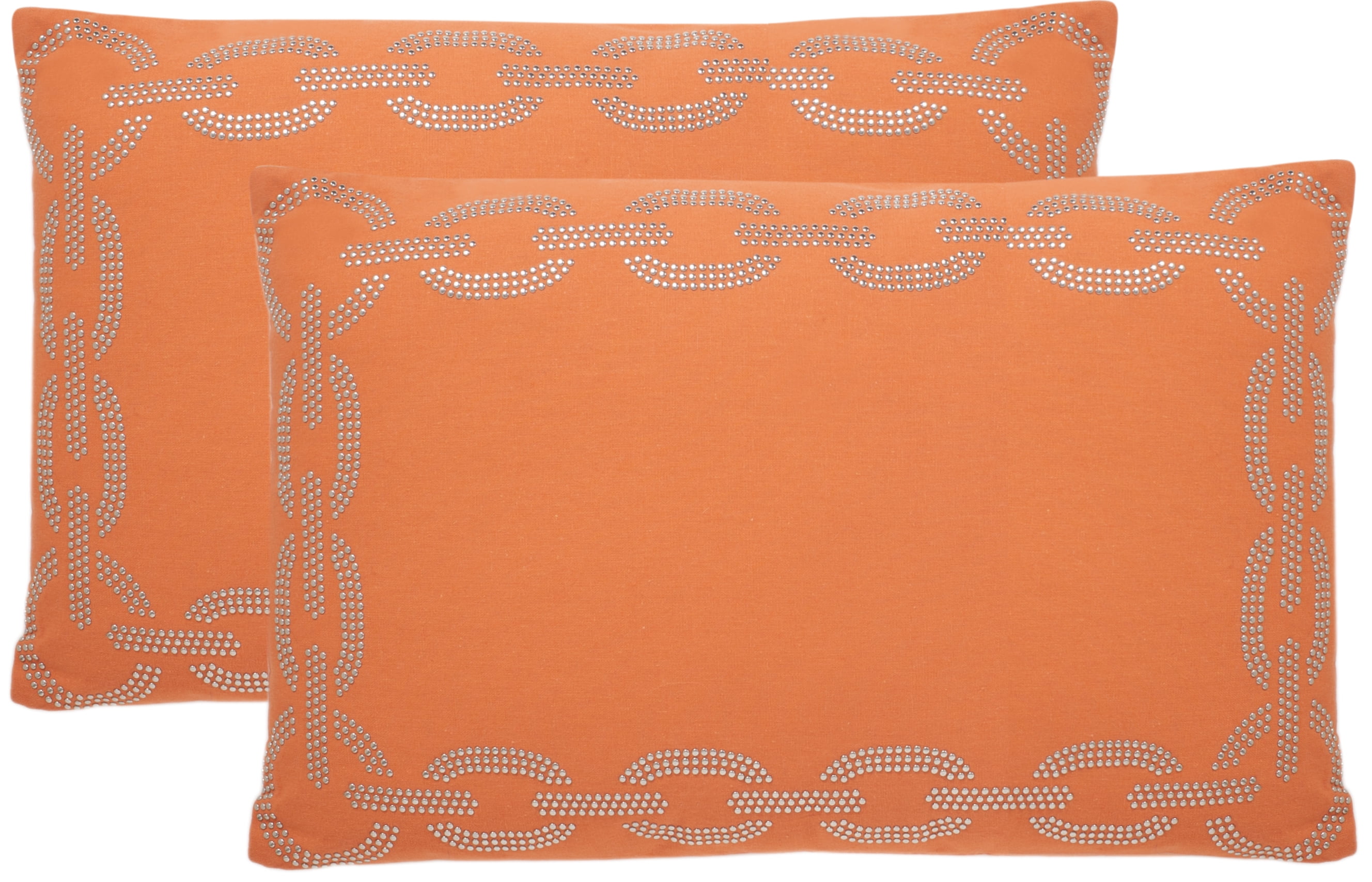 Orange Embroidered Rectangular Accent Pillow Set