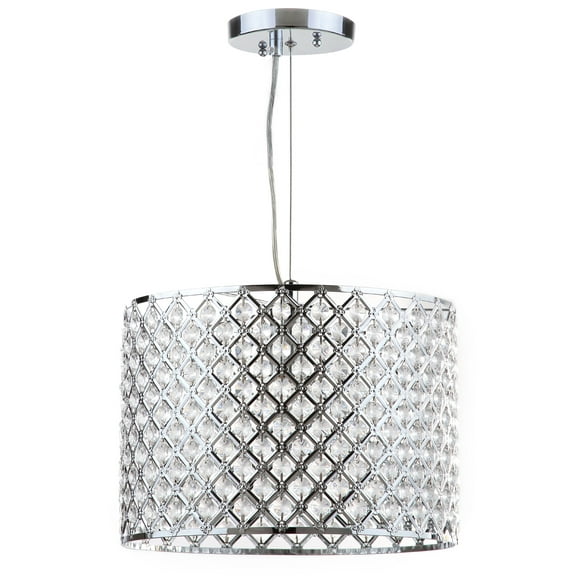 Safavieh Silva Chrome Beaded 12 in. Dia. Adjustable Diamond Pendant