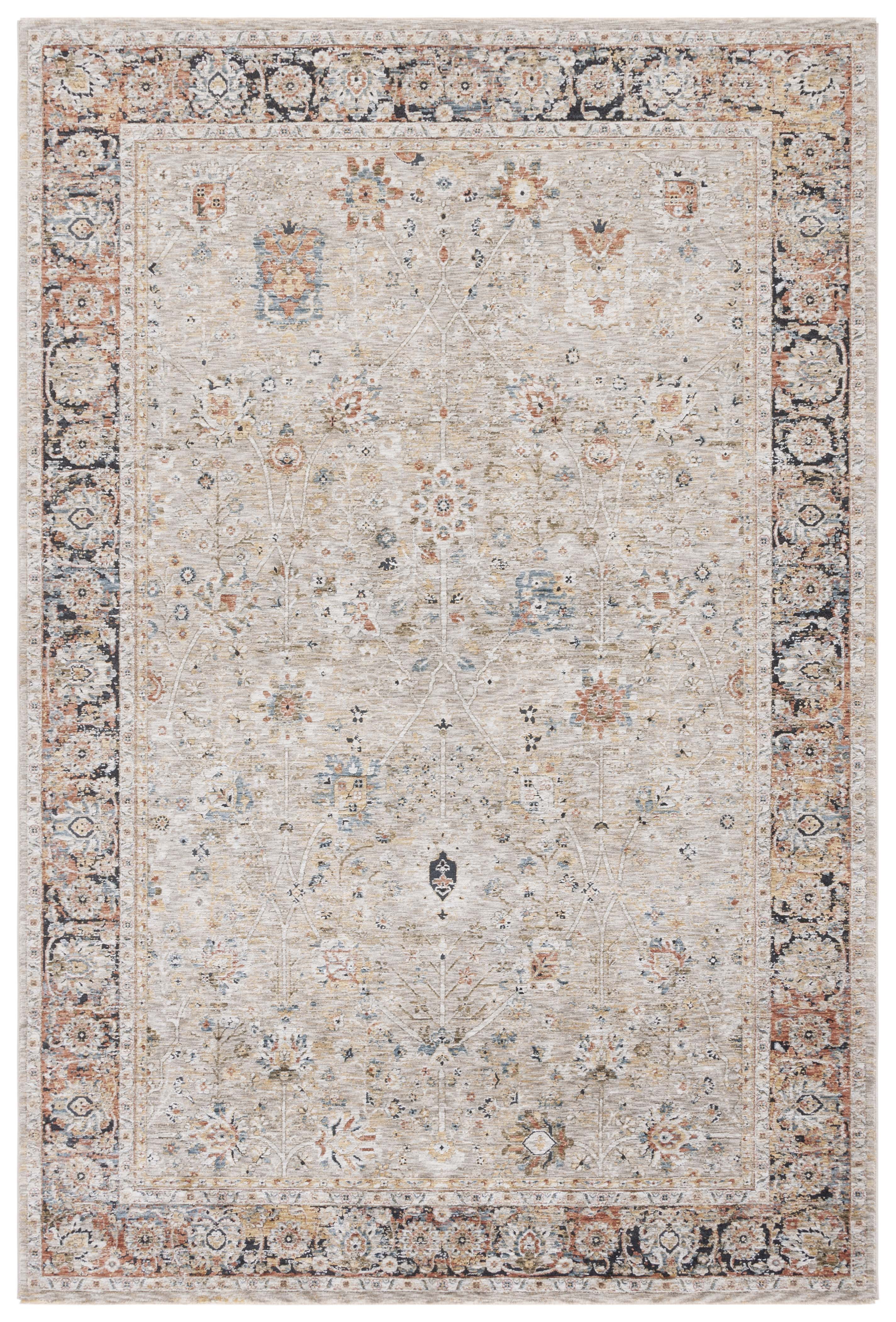 Beige and Rust Synthetic Hand-knotted Area Rug