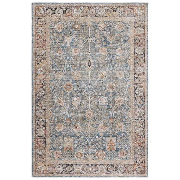 SAFAVIEH Silverado Ormonde Oriental Polyester Area Rug, Blue/Rust, 4' x 6'