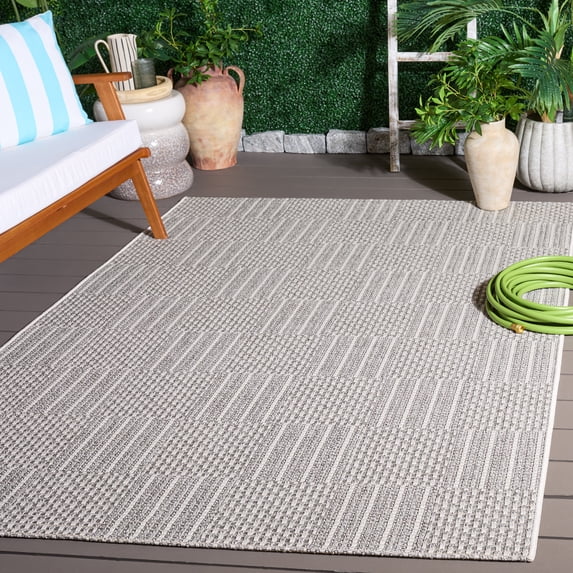 Safavieh Sisal All-Weather Austen Geometric Indoor/Outdoor Area Rug, Gray/Ivory, 6'7" x 6'7" Square