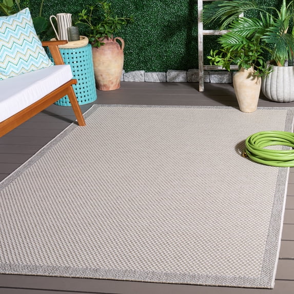 Safavieh Sisal All-Weather Dixie Bordered Indoor/Outdoor Area Rug, Ivory/Gray, 5'3" x 7'6"