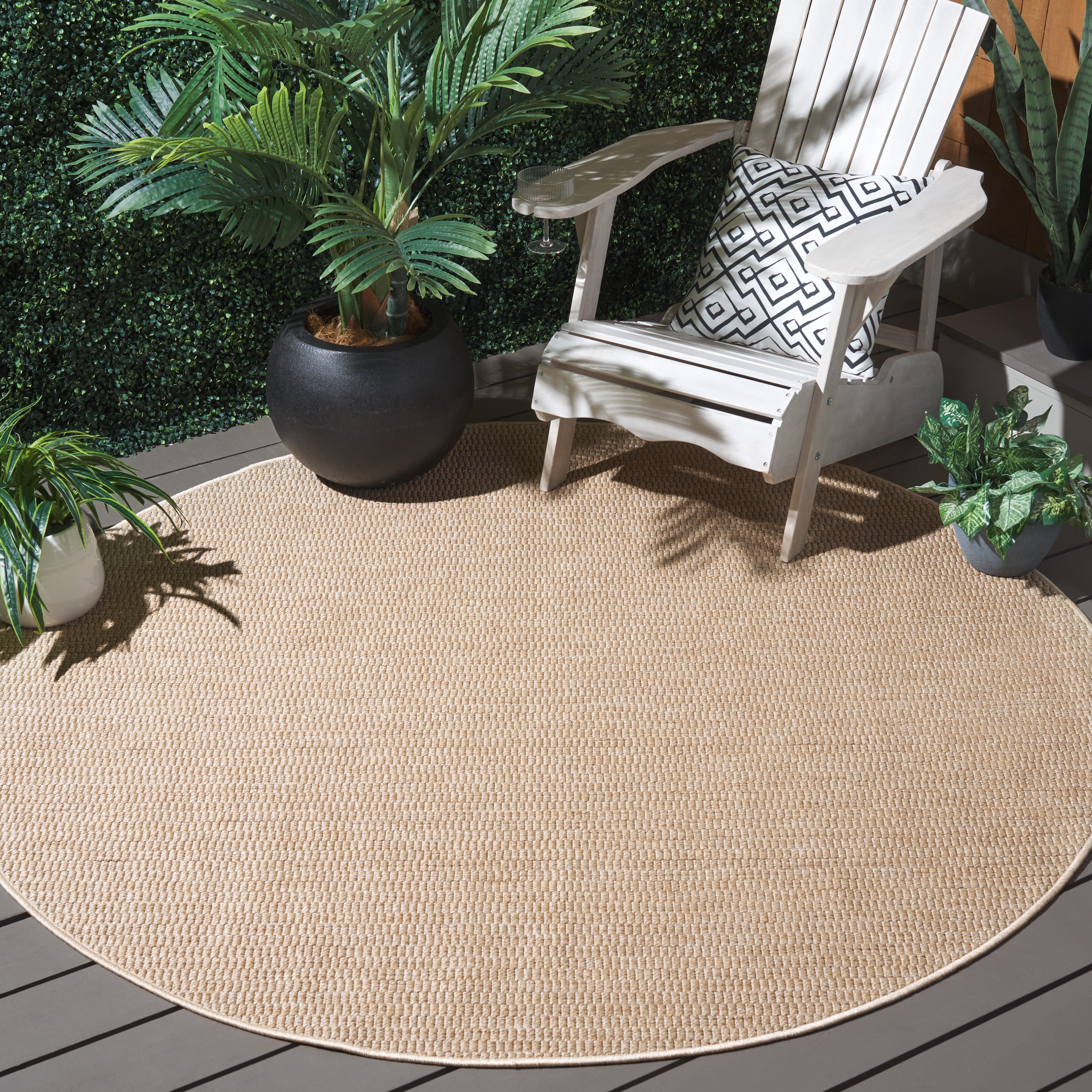 Safavieh Sisal All-Weather Dania Solid Indoor/Outdoor Area Rug, Natural, 5'3" x 5'3" Round