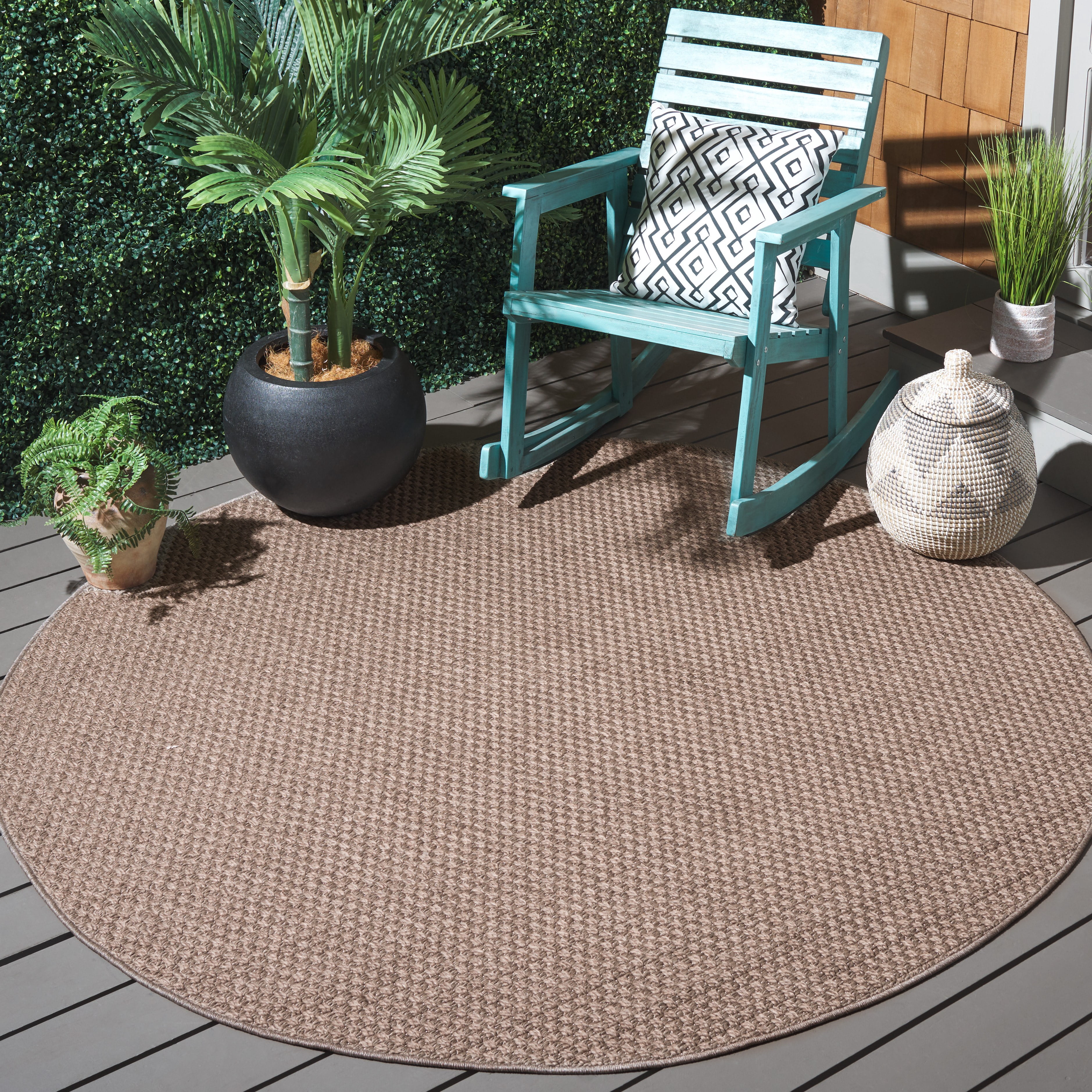 Safavieh Sisal All-Weather Delroy Solid Indoor/Outdoor Area Rug, Brown, 7'9" x 7'9" Round
