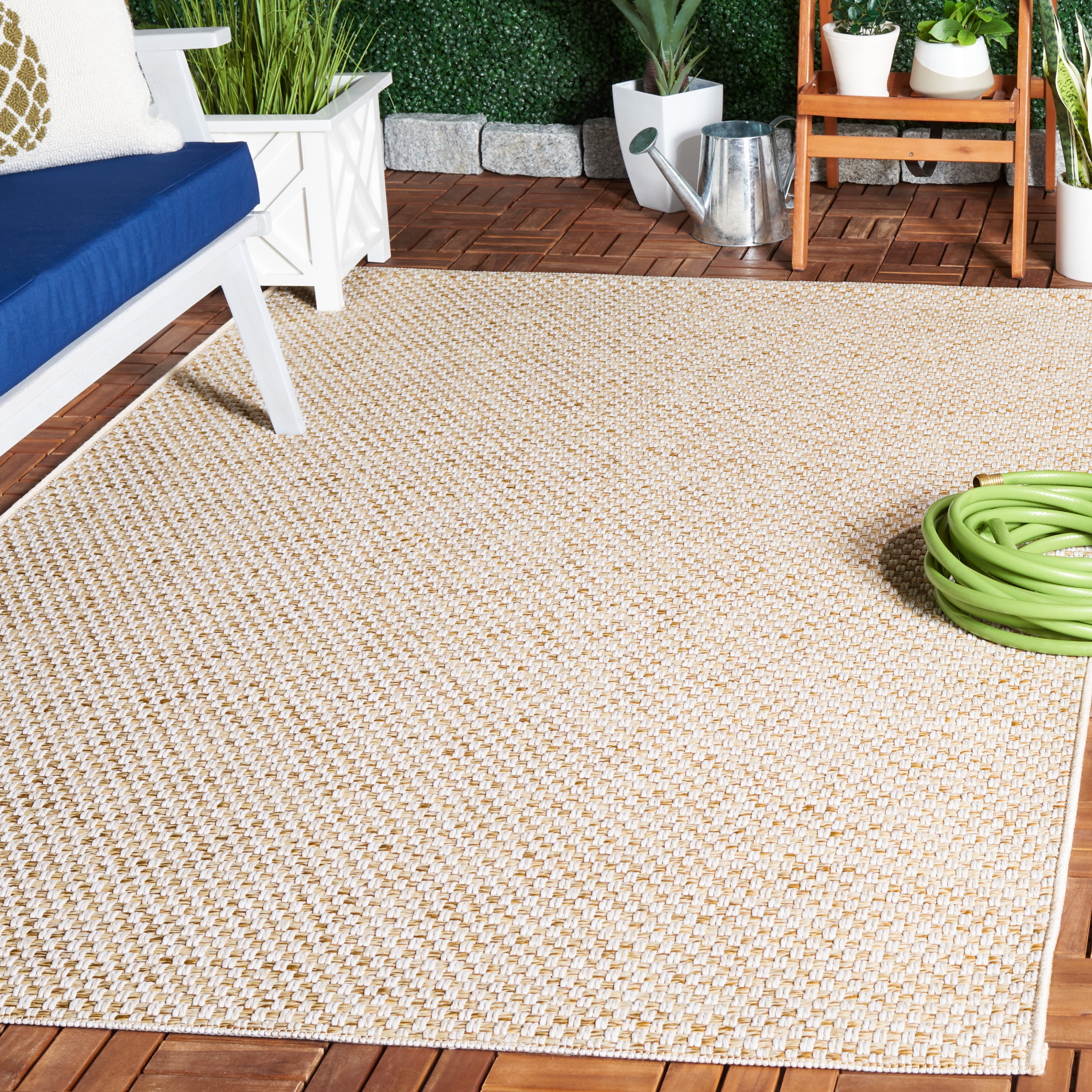 Safavieh Sisal All-Weather Delroy Solid Indoor/Outdoor Area Rug, Natural/Ivory, 3' x 5'