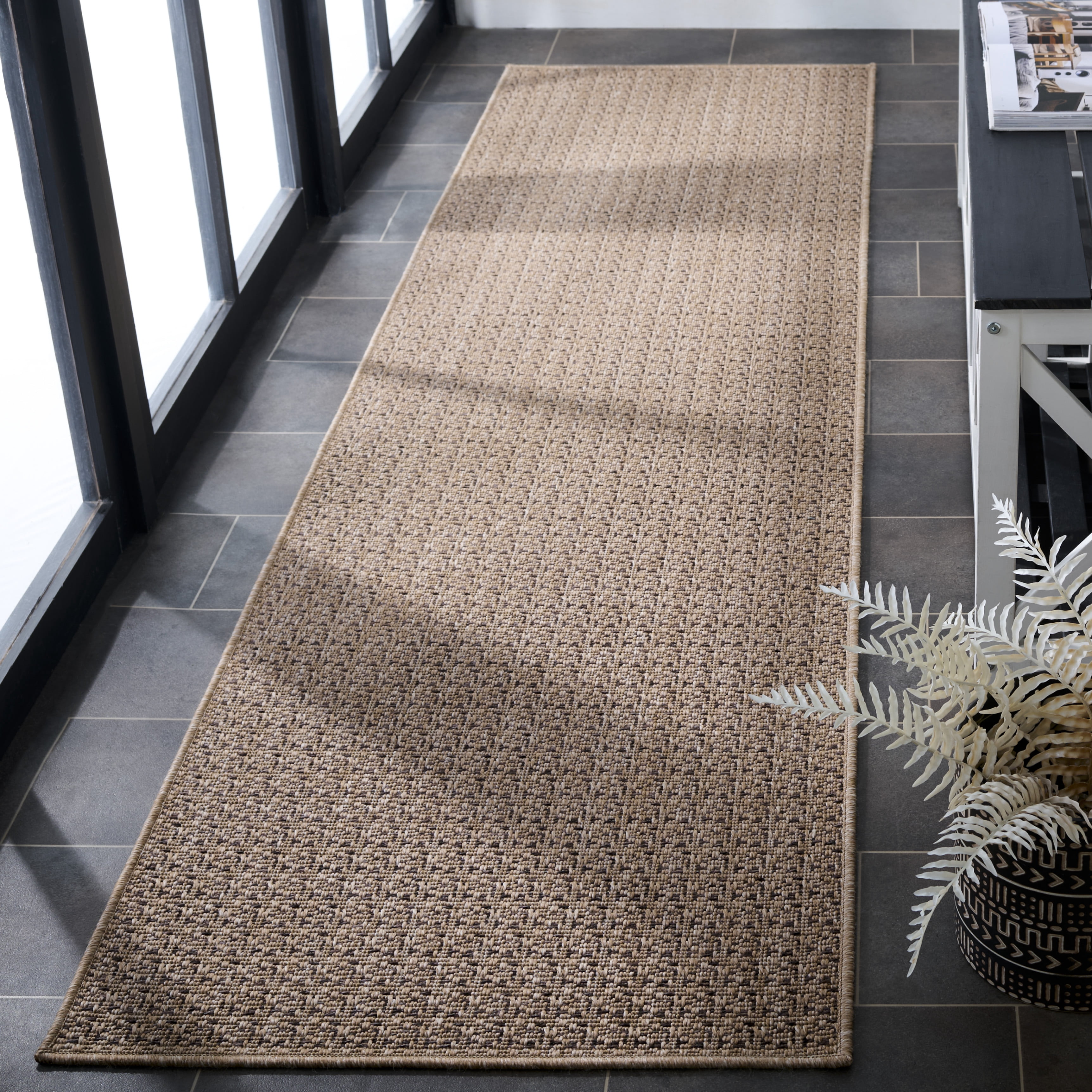 Safavieh Sisal Performance Athens Solid Indoor/Outdoor Runner Rug, Dark Beige/Beige, 2'2" x 8'