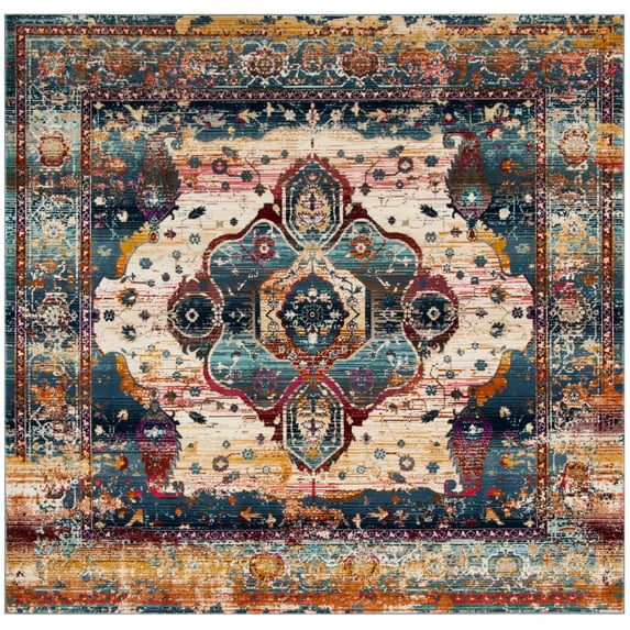 Baldwin Slate Blue/Rust Large Rectangle Rug-Color:Slate Blue/Rust,Shape:Square,Size:6'-7" X 6'-7"
