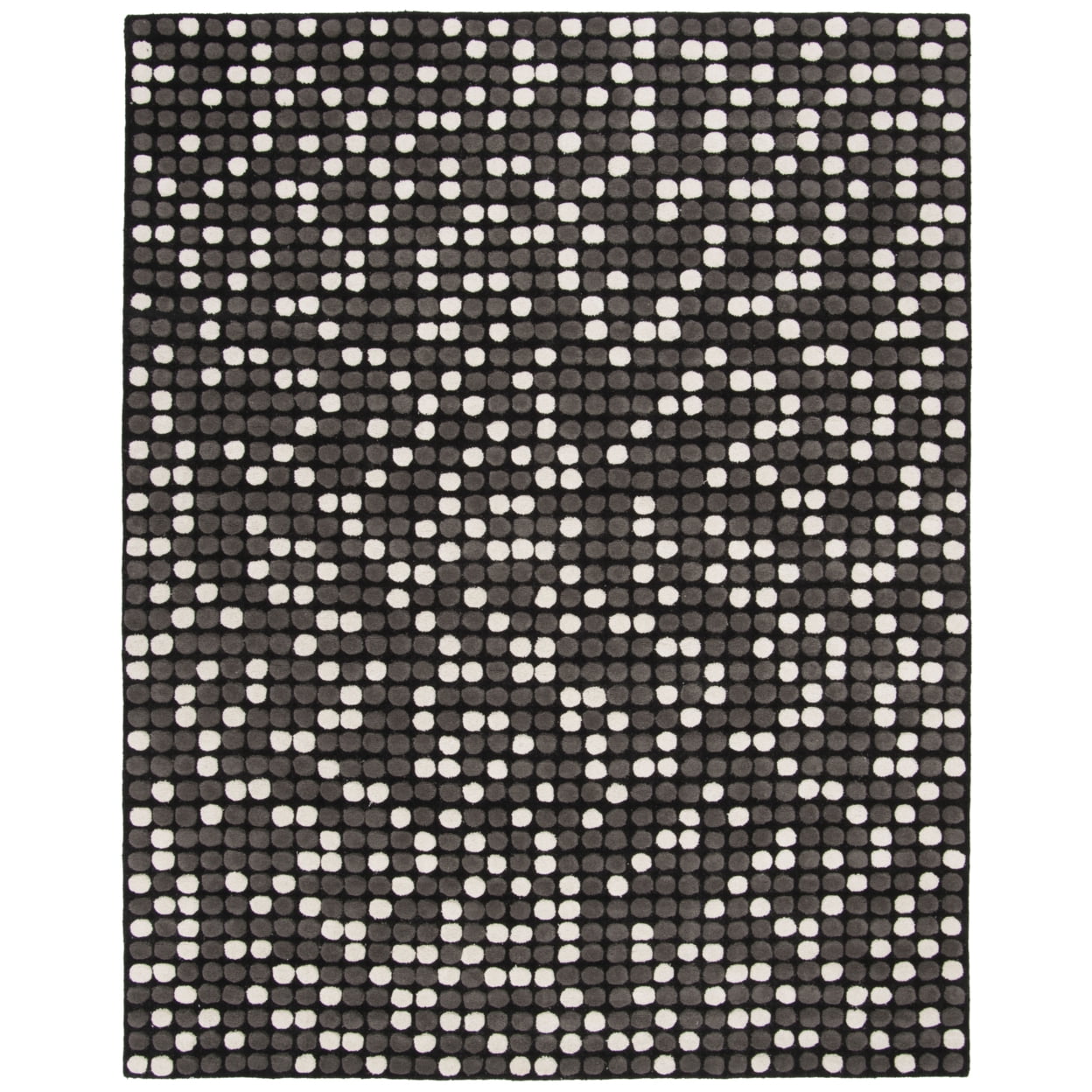 Handmade Black and White Wool Tufted Runner Rug