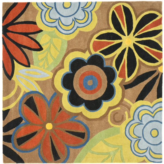 Contemporary Rug - Soho -Brown/Multi-Color:Brown/Multi,Design:Contemporary,Shape:Square,Size:6'L x 6' W