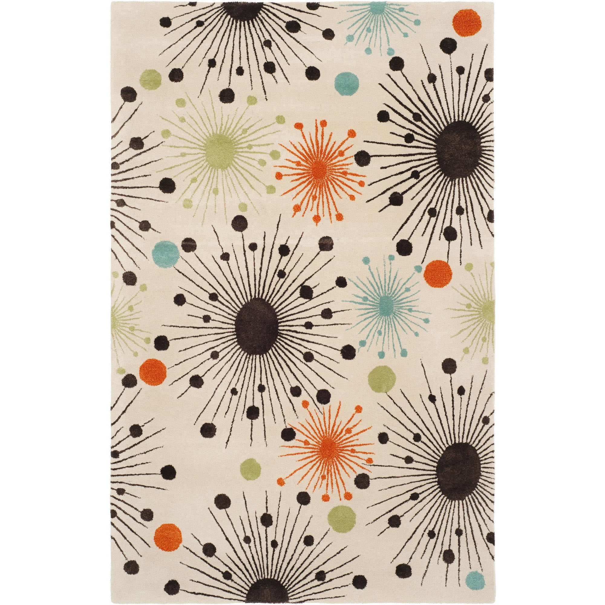 Ivory Multi-Color Hand-Tufted Wool Area Rug 4' x 6'