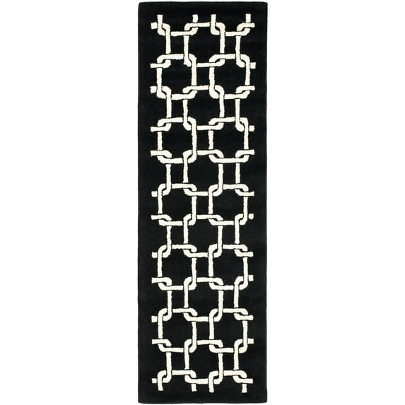 Contemporary Rug - Soho -Black/Ivory-Color:Black/Ivory,Design:Contemporary,Shape:Runner,Size:8'L x 2'6" W