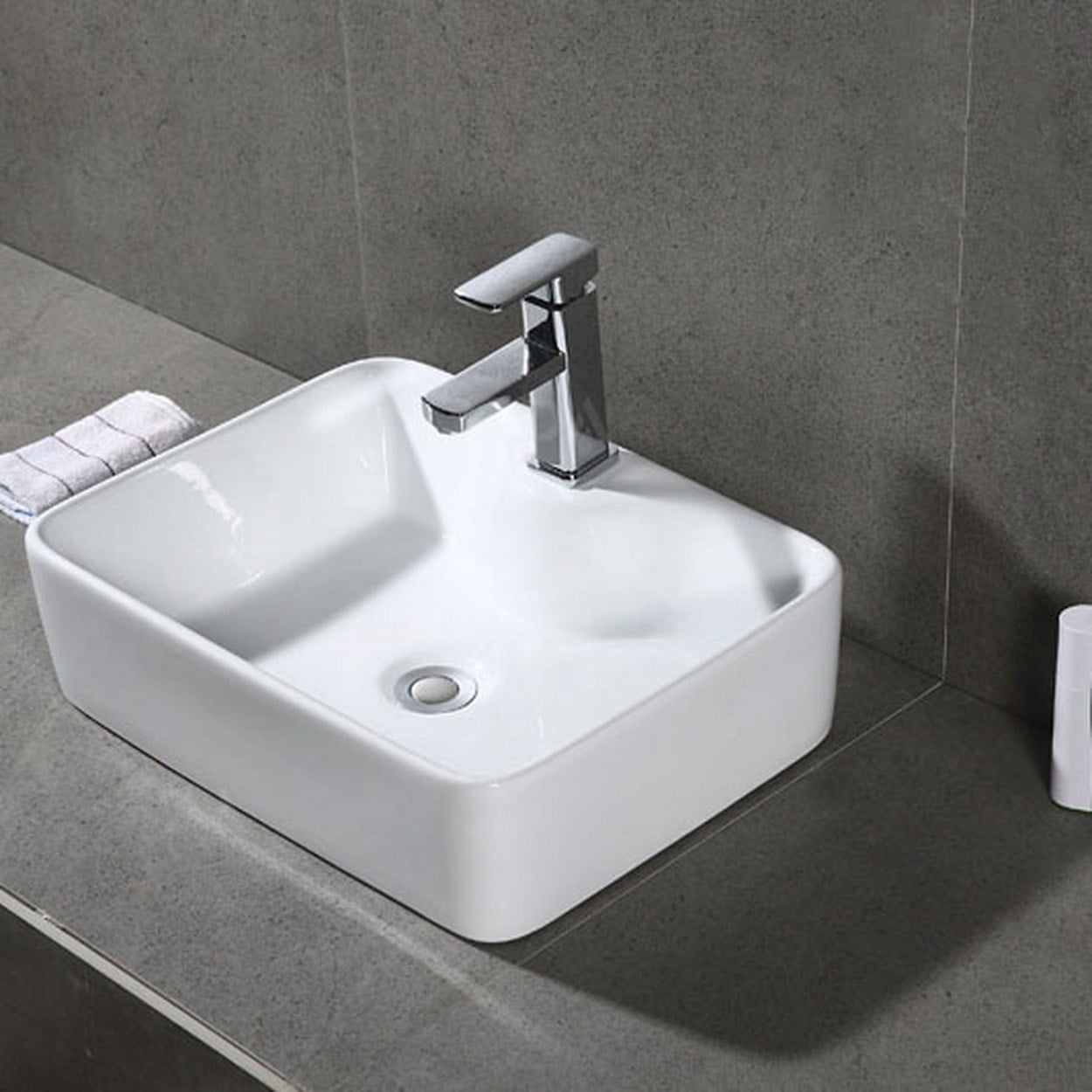 Fen White Ceramic Above-Counter Bathroom Vessel Sink