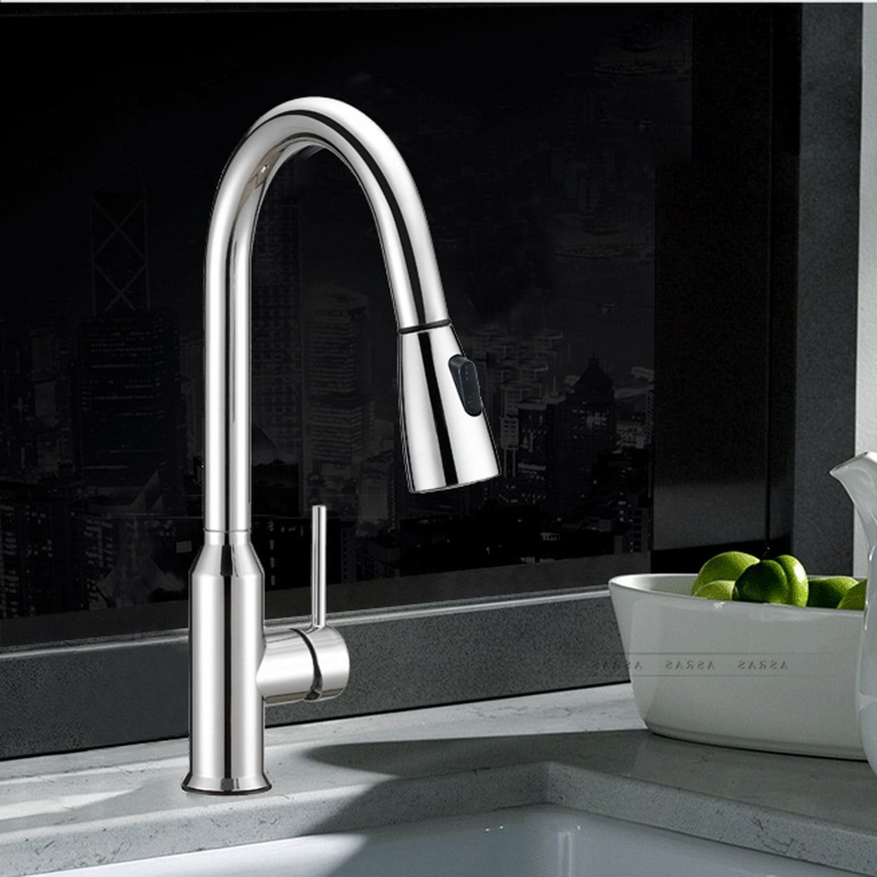 Prosper Chrome Gooseneck Pull Down Kitchen Faucet