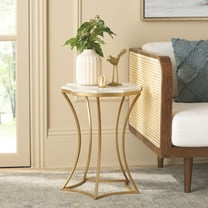 Safavieh Starbella Glam Metal And Marble Free Form End Table, White / Gold