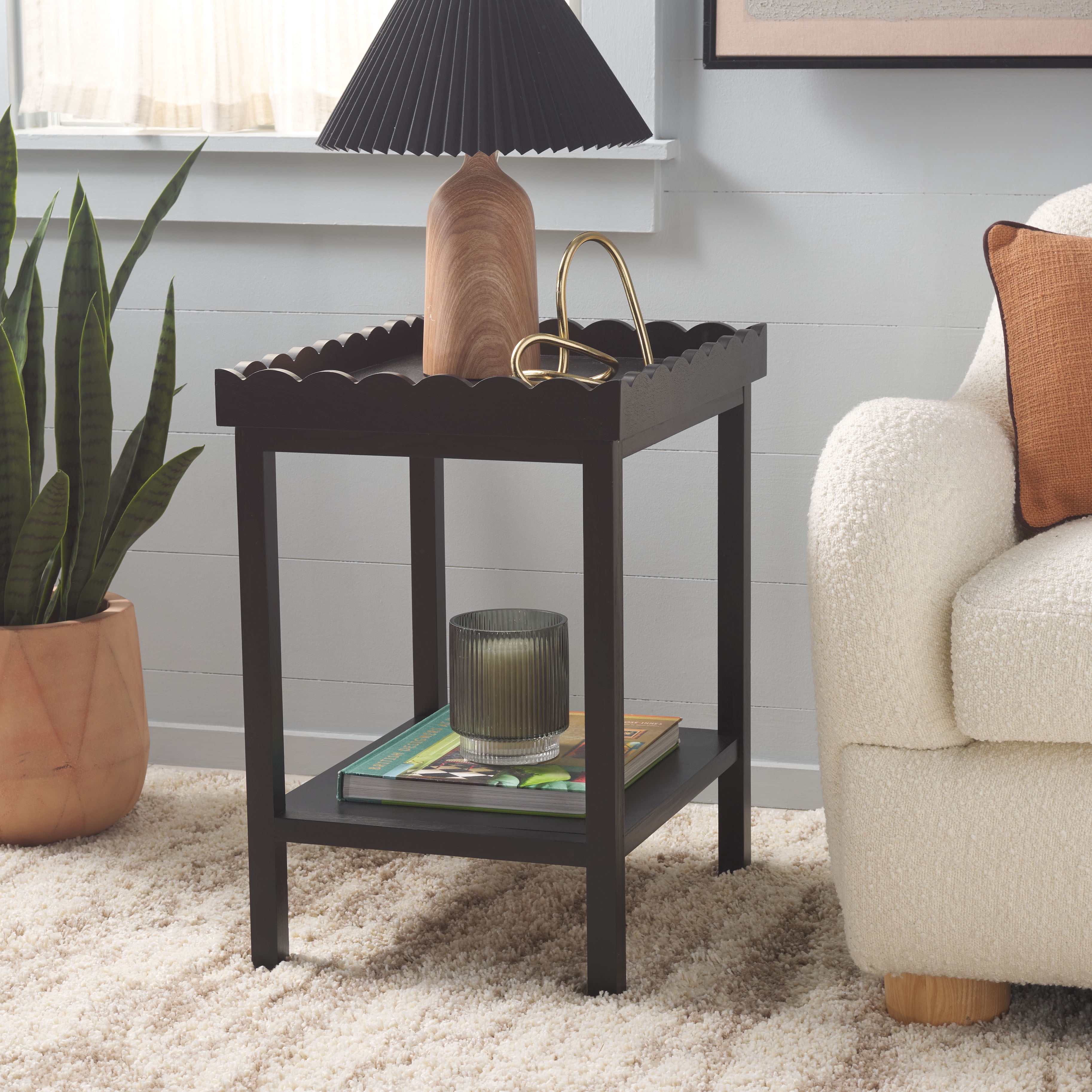 Safavieh Starlyn Traditional Wood End Table, Matte Black