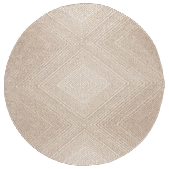 SAFAVIEH Stella Alannah Geometric Indoor/Outdoor Area Rug, Beige/Beige, 6'7" x 6'7" Round
