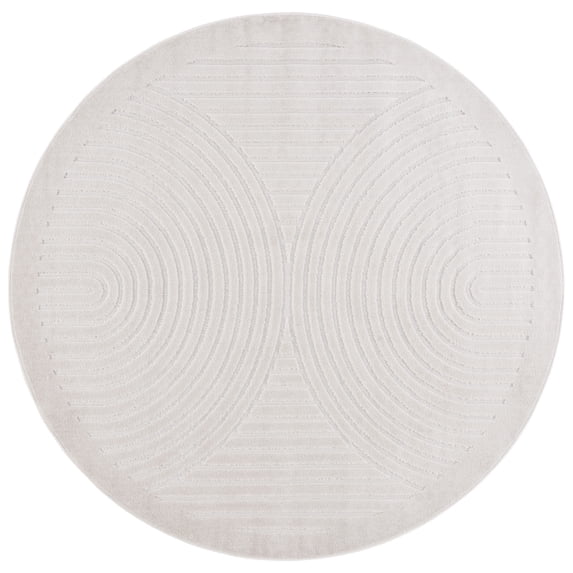 SAFAVIEH Stella Cameron Geometric Indoor/Outdoor Area Rug, Ivory, 6'7" x 6'7" Round