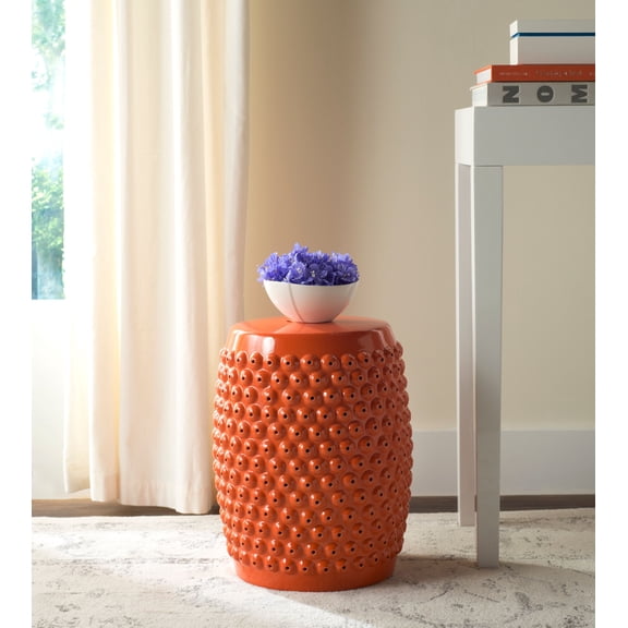 Safavieh Stella Nail Head Indoor/Outdoor Patio Stool, Orange