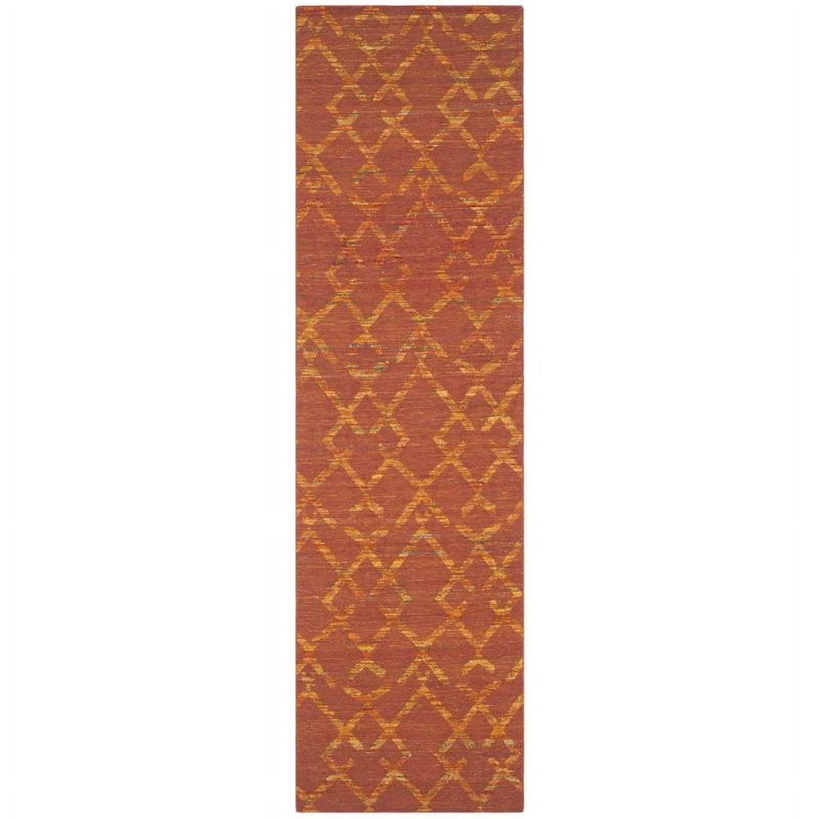 Rust and Gold Handwoven Wool Geometric 3' x 5' Rug