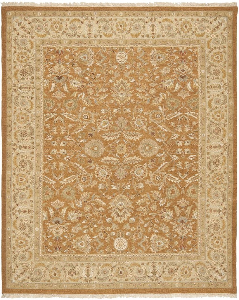 Sumak Copper and Beige 6' x 9' Wool Flat Woven Area Rug