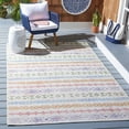 thumbnail image 1 of Safavieh Summer Joella Outdoor Geometric Striped Area Rug, Ivory/Blue, 6'7" x 6'7" Square, 1 of 7