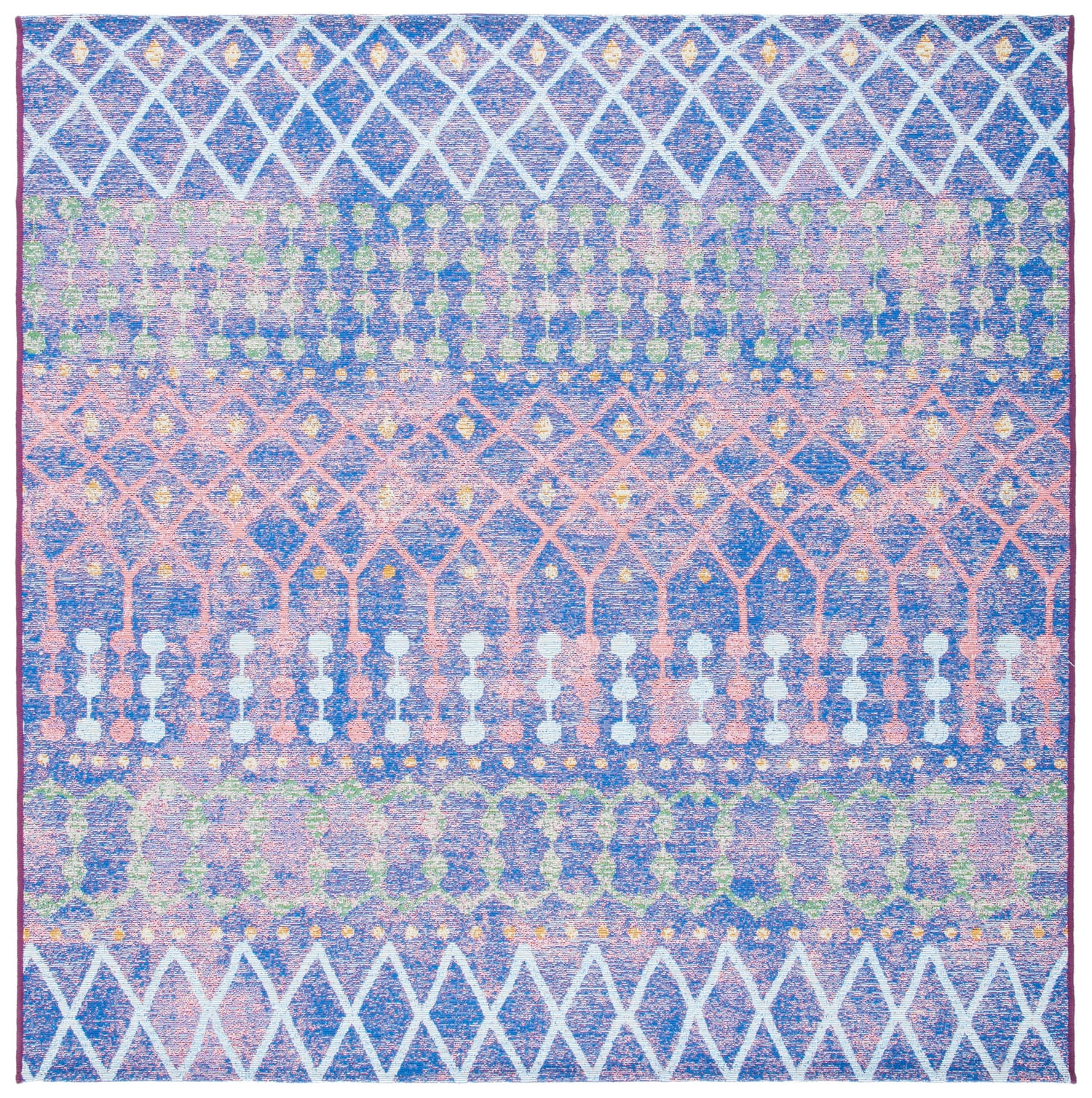 Safavieh Summer Merrill Outdoor Geometric Distressed Area Rug, Blue/Light Blue, 6'7" x 6'7" Square