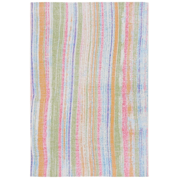 Safavieh Summer Wenona Outdoor Striped Distressed Area Rug, Ivory/Green, 4' x 6'