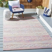 Safavieh Summer Zoja Outdoor Geometric Distressed Area Rug, Ivory/Pink, 8' x 10'5"