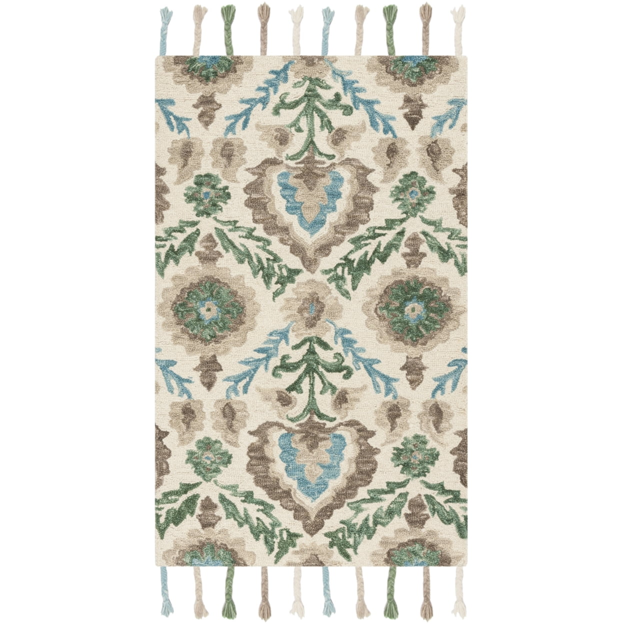Ivory Medallion Hand-Knotted Wool Rectangular Area Rug