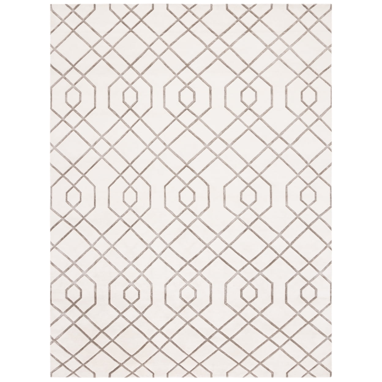 Ivory Hand-Knotted Wool Geometric 8' x 10' Area Rug