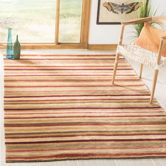 Safavieh Tibetan Magna Striped Wool Area Rug, Rust/Beige, 4' x 6'