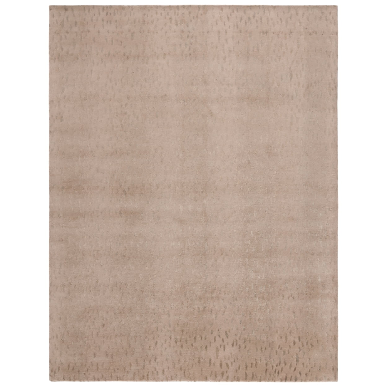 Luxurious Hand-Knotted Light Beige & Camel Wool 8' x 10' Geometric Rug